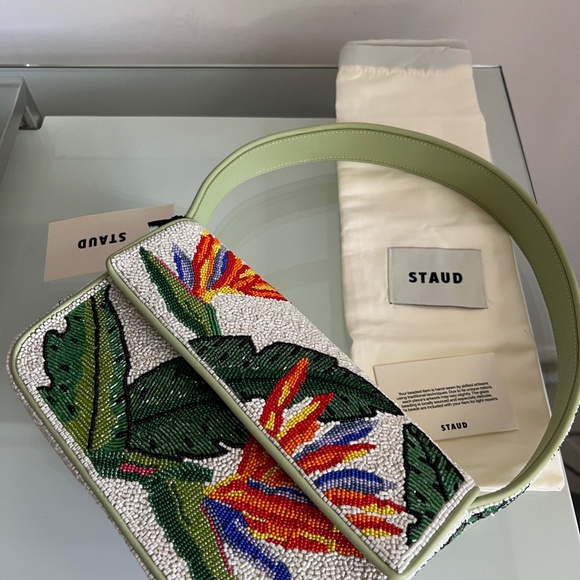 STAUD Tommy Beaded Bag Birds Of Paradise - Picture 7 of 15
